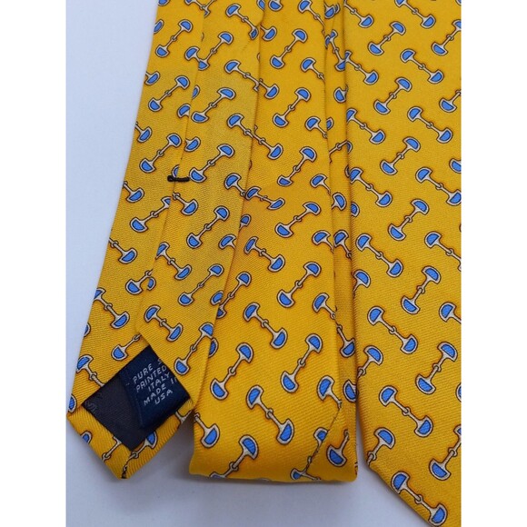 Brooks Brothers Silk Men's Tie. Yellow & Blue Makers Necktie.  EUC  59" x 3 7/8" - Picture 5 of 7